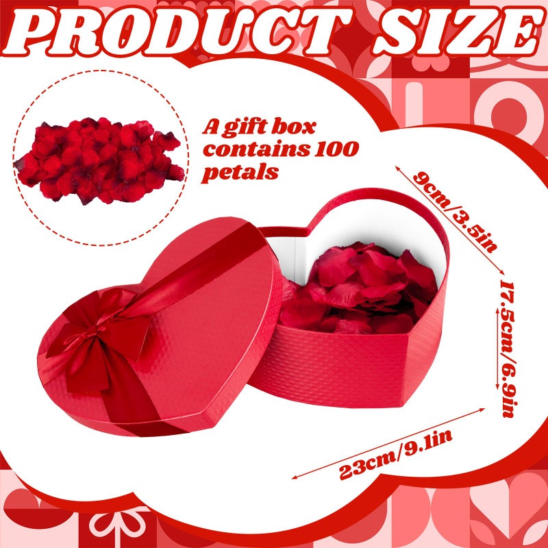 Demonwer Valentine's Day Heart Gift Box Red Heart Shaped Box with Rose Petals Valentine Romantic Gift for Anniversaries Wedding Birthday Present Supplies - Image 2