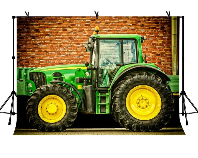 LYLYCTY 7x5ft Tractor Background Car Theme Photography Background Brick Wall Studio Photography Backdrop Props LYGE1008