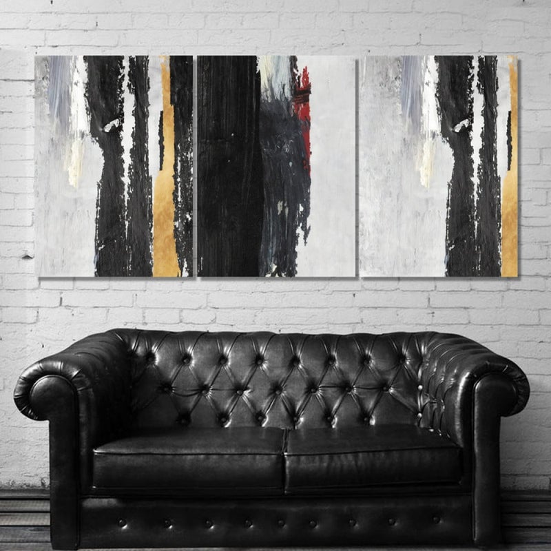Marktna Three luxurious modern canvas prints with a hollow frame, measuring (90×40), three pieces - Image 1