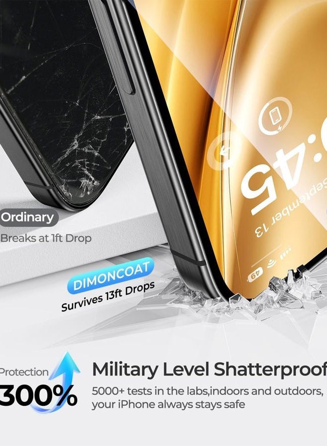 DIMONCOAT iPhone 16 Pro Max Screen Protector, 10X Military Grade Protection, 16 Pro Max 6.9 Inch Tempered Glass Screen Protector, Case Friendly, 4 Pack - Image 3