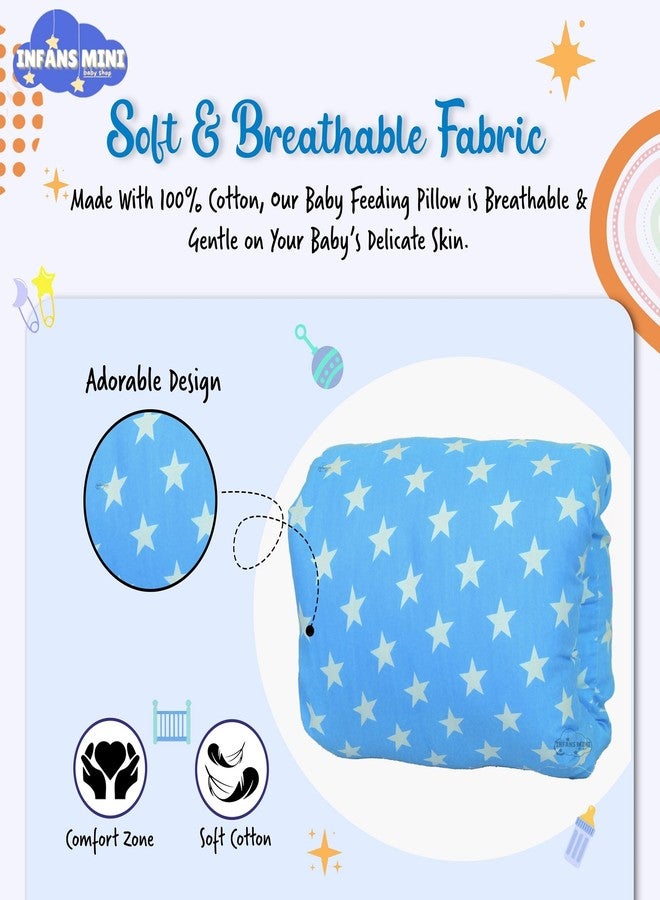 Infans Mini وسادة إنفانز الصغيرة للرضاعة، وسائد الرضاعة الطبيعية للأمهات، وسائد الرضاعة بالزجاجة للأطفال مناسبة للسفر (أزرق نجمي) - Image 5