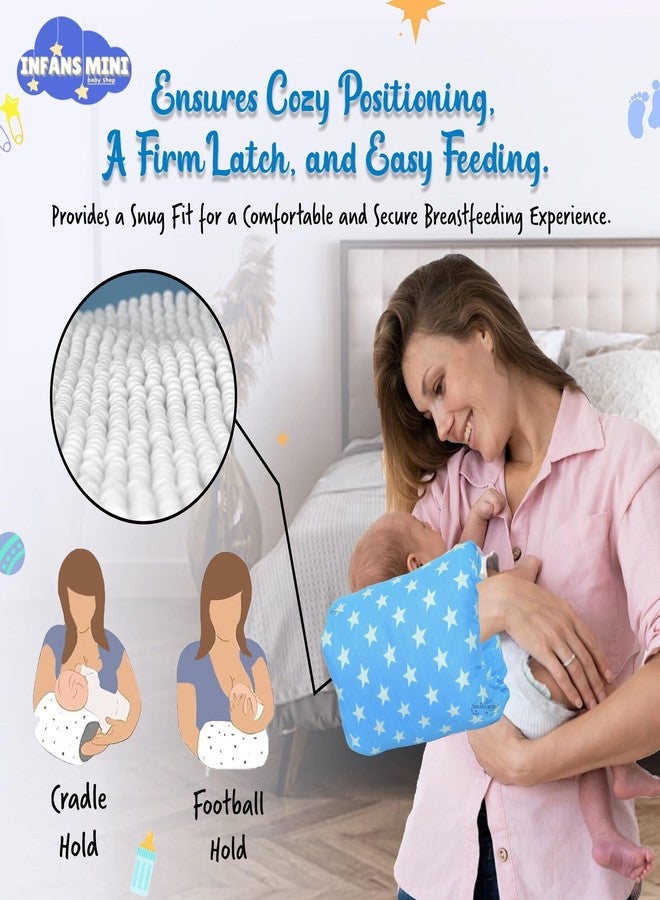 Infans Mini وسادة إنفانز الصغيرة للرضاعة، وسائد الرضاعة الطبيعية للأمهات، وسائد الرضاعة بالزجاجة للأطفال مناسبة للسفر (أزرق نجمي) - Image 3