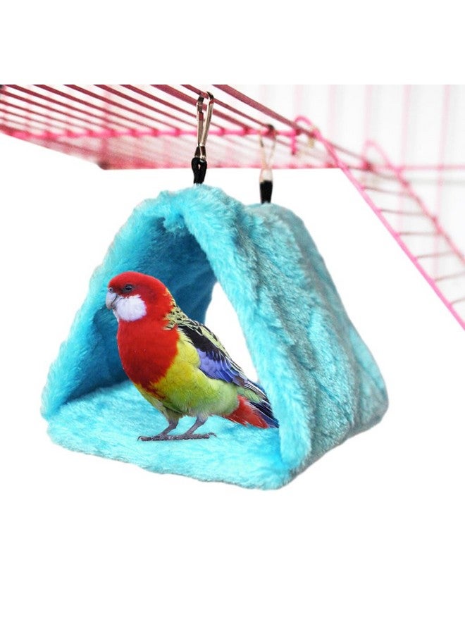 Qpets® Winter Birds Nest,Metal Bird Cage Big Size Plush Bird Beds Nests Shed Cage For Birds,Suspended Bed Hammock Hideaway Place Parrot For Parakeet Cockatoo Lovebird (L24*W15*H18Cm Blue) - Image 1