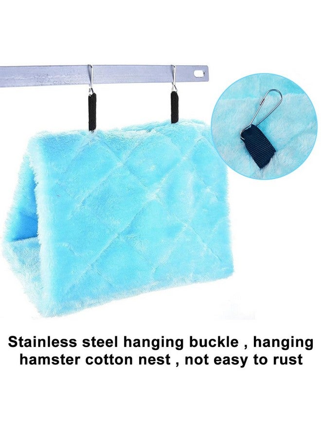 Qpets® Winter Birds Nest,Metal Bird Cage Big Size Plush Bird Beds Nests Shed Cage For Birds,Suspended Bed Hammock Hideaway Place Parrot For Parakeet Cockatoo Lovebird (L24*W15*H18Cm Blue) - Image 3
