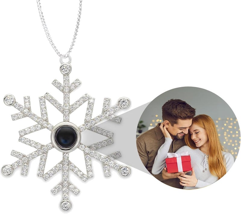 klarako Custom Photo Orklarakoment for Christmas Tree Persoklarakolized Decoration with Picture Inside Hanging Snowflake Projection Pendant - Unique Snowflake Projection Pendant (Style 1) - Image 1