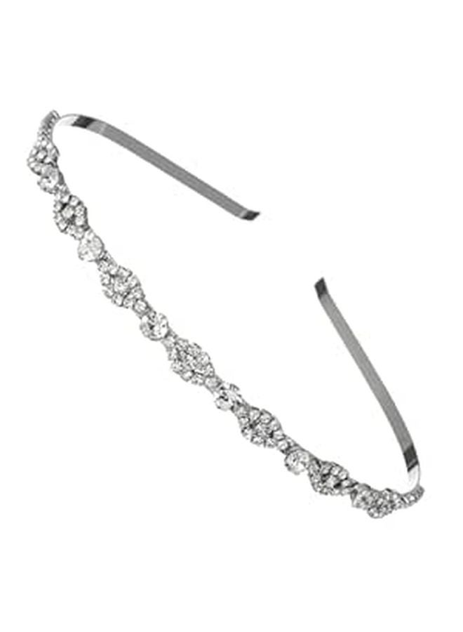 Silver Rhinestone Wave Hairband Elegant Hair Accessory For Women Brides Party Wedding - Image 1