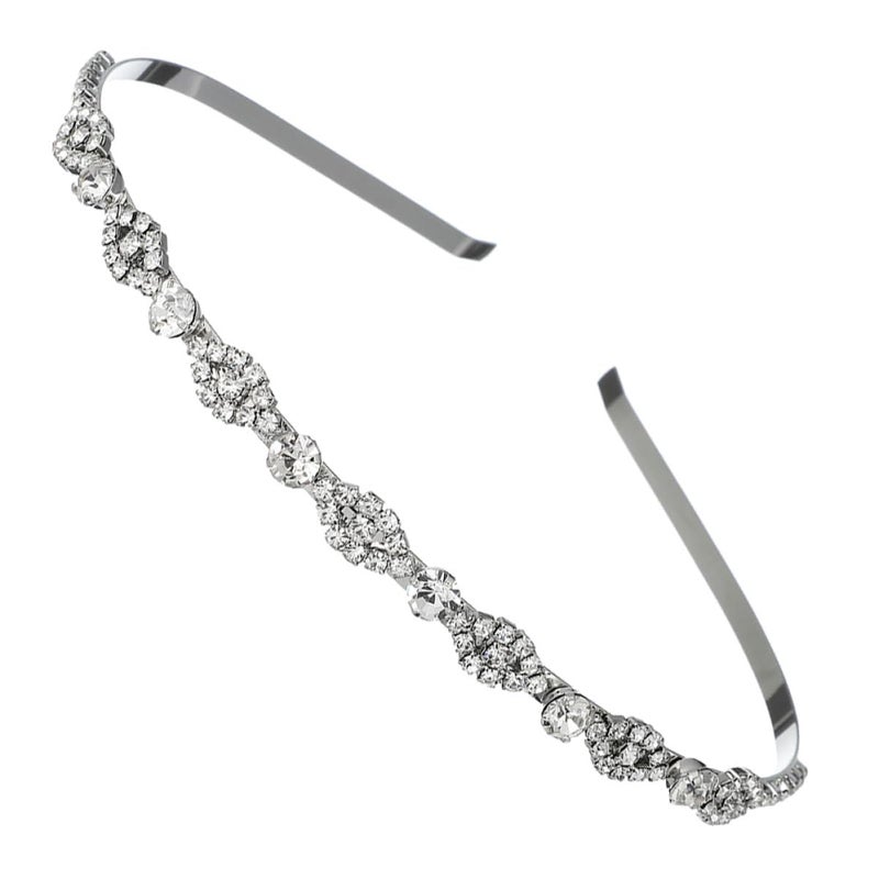 Silver Rhinestone Wave Hairband Elegant Hair Accessory For Women Brides Party Wedding - Image 2