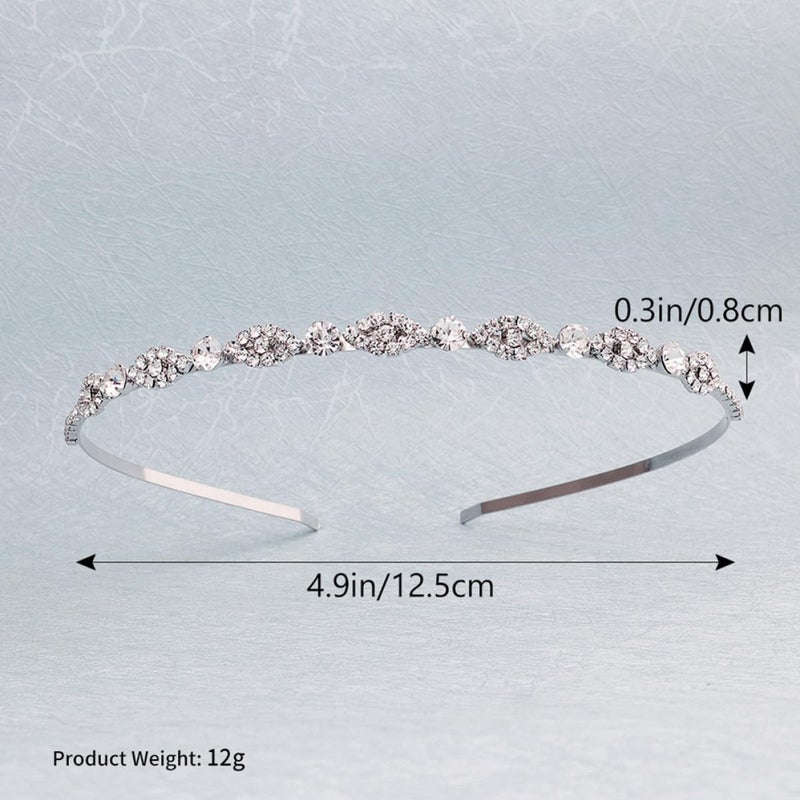 Silver Rhinestone Wave Hairband Elegant Hair Accessory For Women Brides Party Wedding - Image 3