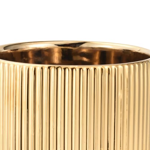 Satu Brown Utensil Holder, Ceramic Kitchen Gold Utensil Holder for Countertop,Cooking Utensil Crocks for Kitchen Counter 5.1 W x 6.6 H inches（stripes） - Image 4