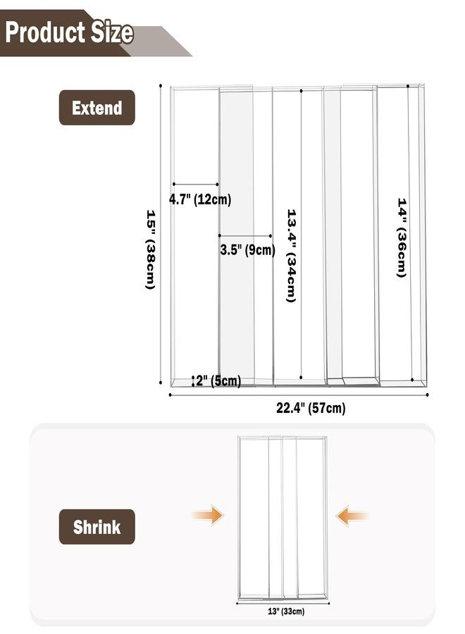 Dolcety Acrylic Drawer Organizer for Cooking Utensils - Expandable Kitchen Storage for Large Utensils, Adjustable Drawer Dividers (Clear) - Image 2