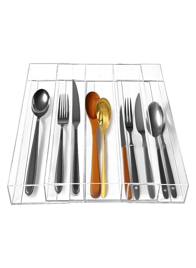 Dolcety Acrylic Drawer Organizer for Cooking Utensils - Expandable Kitchen Storage for Large Utensils, Adjustable Drawer Dividers (Clear) - Image 1