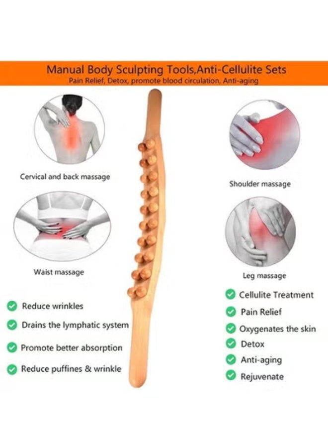 ارواق أدوات تدليك التصريف اللمفاوي بالخشب، جهاز تدليك المعدة والسيلوليت من فاشيا بلاستر للرقبة والظهر والخصر والساق - Image 5