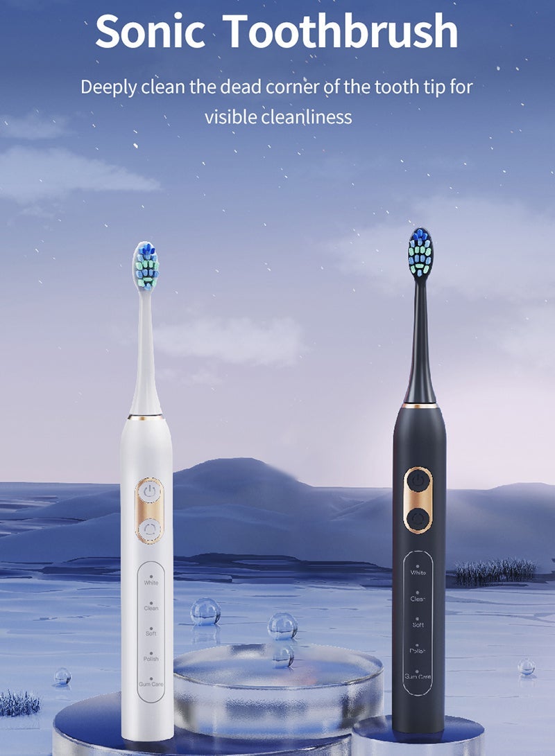 ETG Ultrasonic Electric Toothbrush - Rechargeable Sonic Electric Toothbrush for Adults and Children, Electric Toothbrush, 8 Brushes with 1 Storage Box, Smart Timer, Fast Charging - Image 2