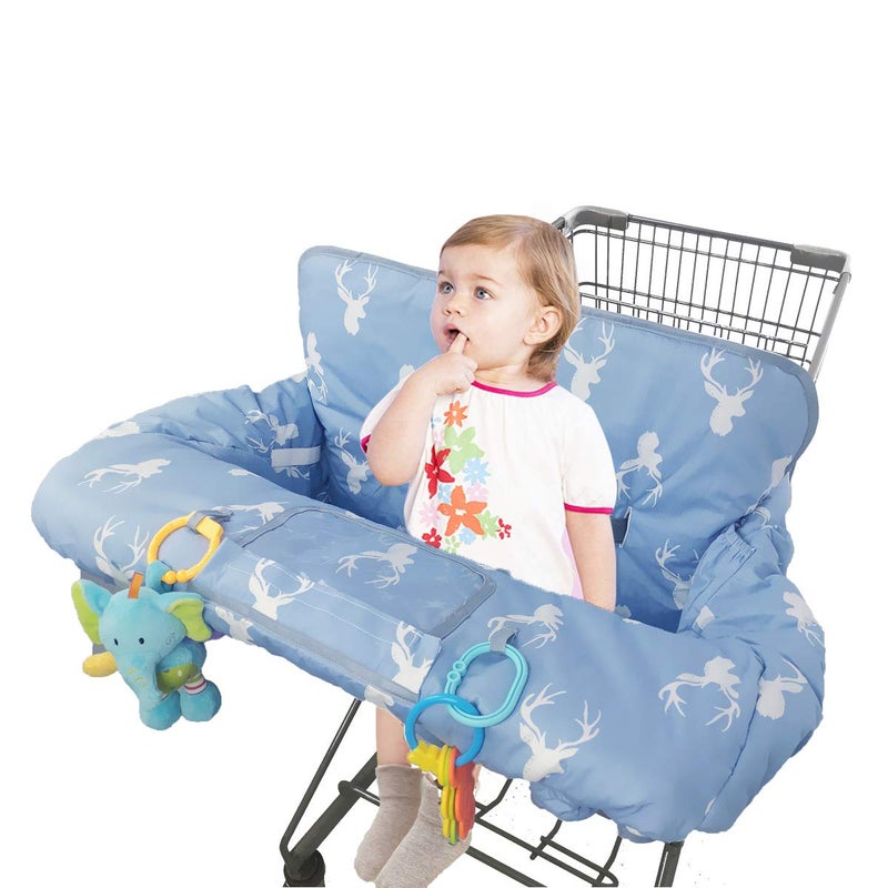 ICOPUCA Shopping Cart Cover for Baby boy Girl, Non-Slip Design Cart Covers for Babies, Infant Cotton High Chair Cover, Machine Washable, Toddler Grocery Cover (Navy Deer) - Image 3