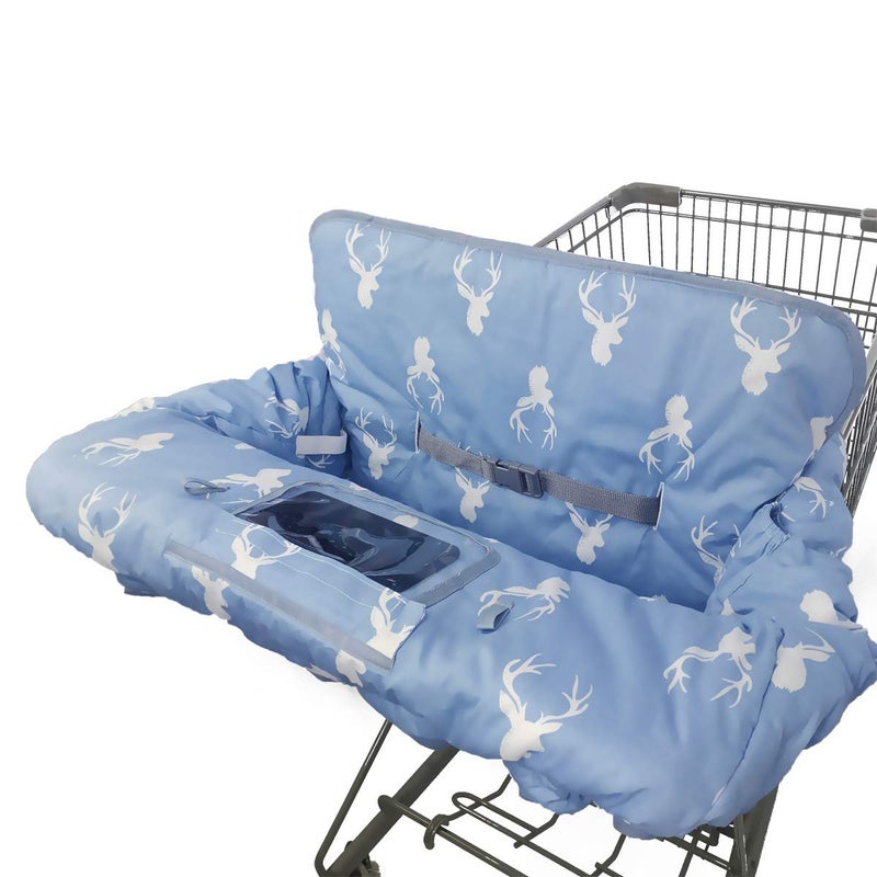 ICOPUCA Shopping Cart Cover for Baby boy Girl, Non-Slip Design Cart Covers for Babies, Infant Cotton High Chair Cover, Machine Washable, Toddler Grocery Cover (Navy Deer) - Image 1