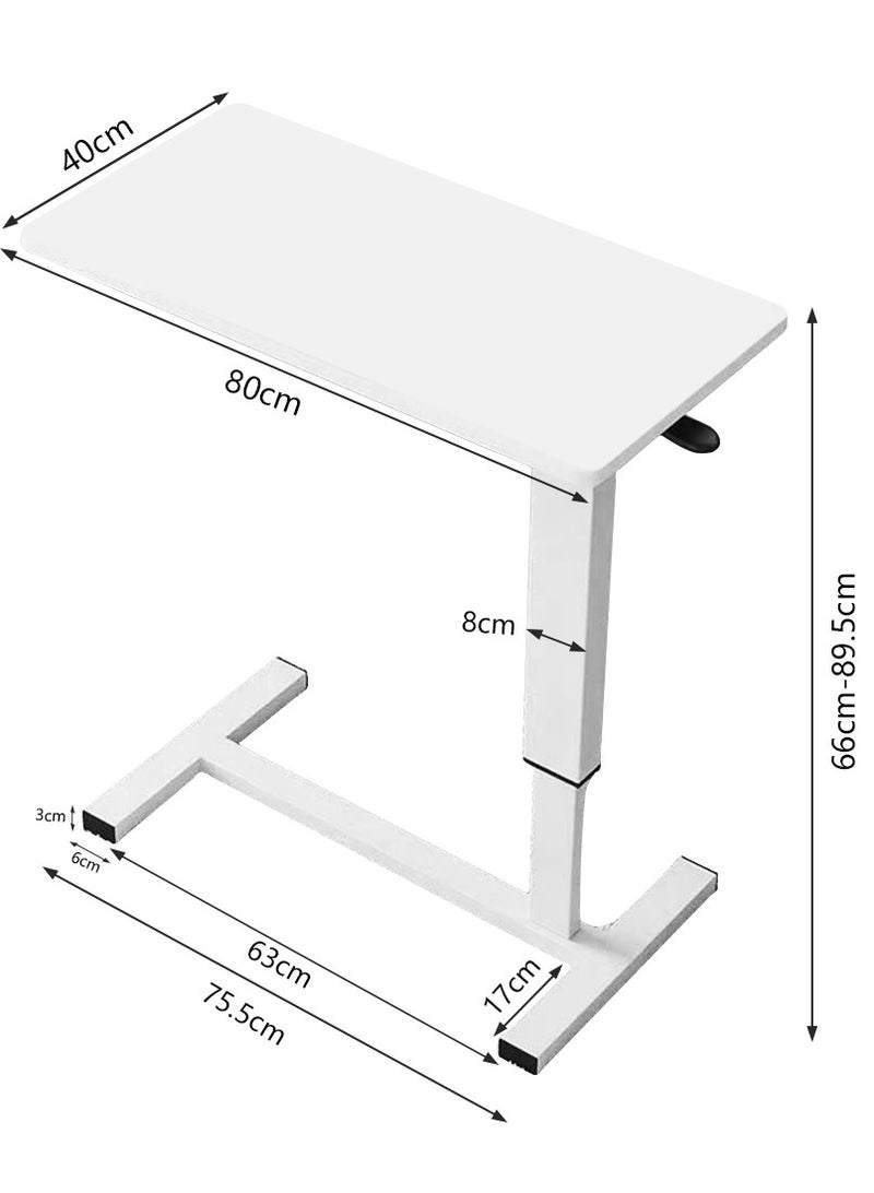 RATSAW Overbed Bedside Table with Rolling Wheels C Shape Side Table Adjustable Height Hospital Bed End Table Sofa Large Laptop Side Table for Couch Living Room White - Image 2