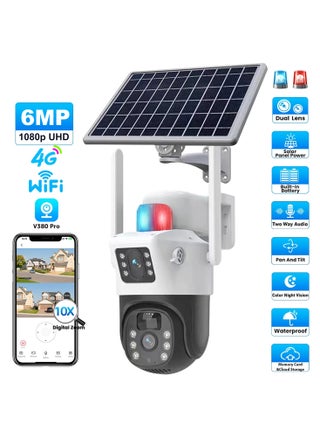 كاميرا مراقبة واي فاي تعمل بالطاقة الشمسية بدقة 6MP مع عدستين، بطارية 8000mAh، مقاومة للماء IP66، كشف ذكي للبشر، تتبع تلقائي، صوت ثنائي الاتجاه، ورؤية ليلية ملونة (بدون بطاقة SD) - pzsku/ZAC0404F66FFD40A3297EZ/45/1747905407/c7d457b2-09ca-43dd-a892-e1c9dc6462fa