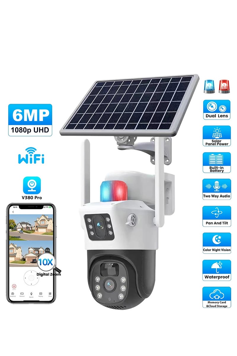 Generic 6MP Solar-Powered WiFi Security Camera with Dual Lens, 8000mAh Battery, IP66 Waterproof, AI Human Detection, Auto Tracking, Two-Way Audio & Color Night Vision (No SD Card) - Image 1