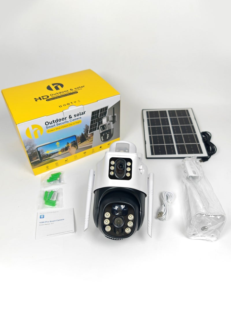 Generic 6MP Solar-Powered WiFi Security Camera with Dual Lens, 8000mAh Battery, IP66 Waterproof, AI Human Detection, Auto Tracking, Two-Way Audio & Color Night Vision (No SD Card) - Image 2