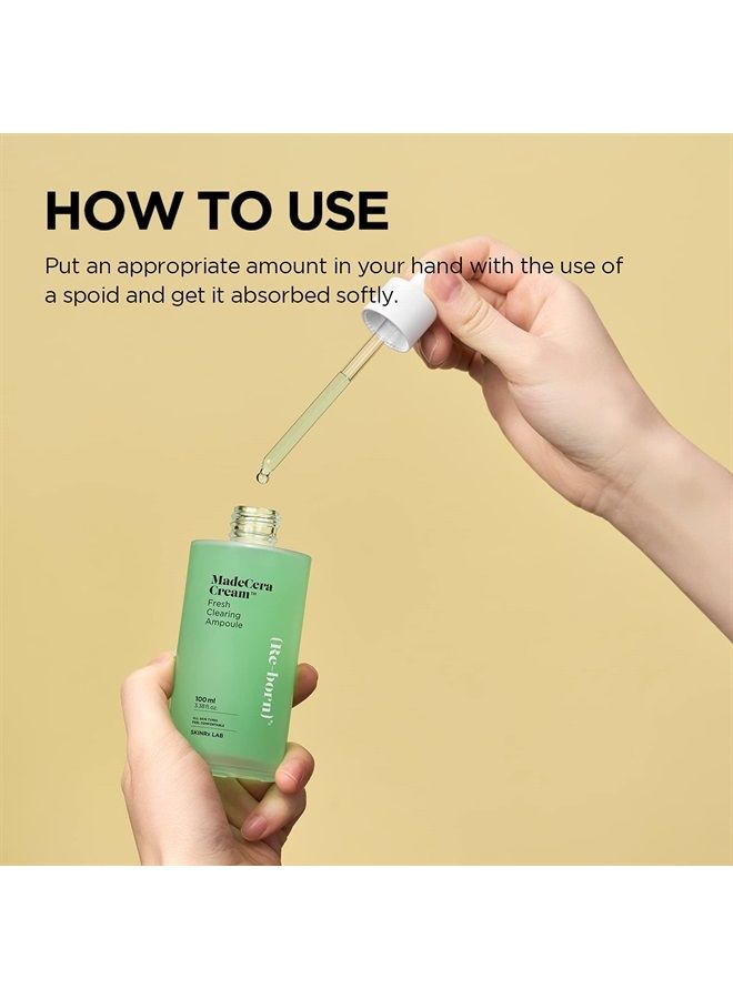 BEISIKS SKINRxLAB Made Cera Cream Fresh Clearing Ampoule Serum 100ml (3.38 fl.oz.) - Pore Minimizing and Cooling Serum for Acne-Prone Skin, Calming and Hydrating Flaky Skin with Cica, Tea Tree, and Ceramide  - Image 5