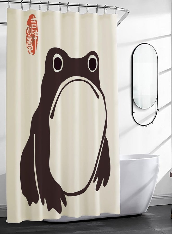 De-Mediocre Unimpressed Frog Shower Curtain Ink Cute Funny Asian Style Traditional Japanese Art Bath Curtain Anime Waterproof and Fabric Curtain Cool for Bathroom 72x72inch - Image 3