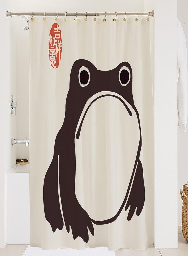 De-Mediocre Unimpressed Frog Shower Curtain Ink Cute Funny Asian Style Traditional Japanese Art Bath Curtain Anime Waterproof and Fabric Curtain Cool for Bathroom 72x72inch - Image 2