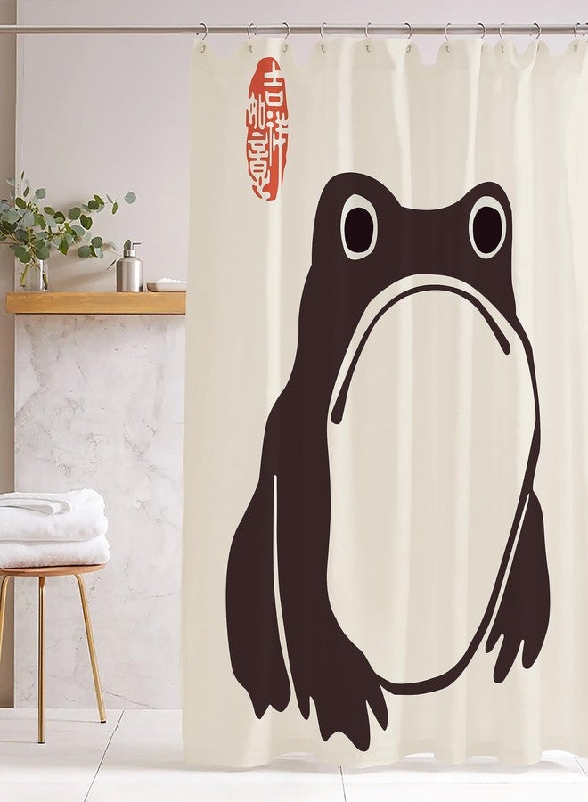 De-Mediocre Unimpressed Frog Shower Curtain Ink Cute Funny Asian Style Traditional Japanese Art Bath Curtain Anime Waterproof and Fabric Curtain Cool for Bathroom 72x72inch - Image 1