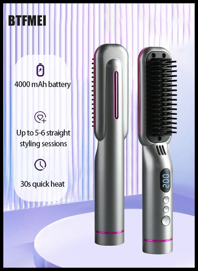 BTFMEI Straightening Comb,Hair Straightener Brush,Hair Dryer Brush Styler Professional Ceramic,3-in-1 Styling (Straighten, Flip, Curl) For Home Uses Dual Voltage Hair - Image 2