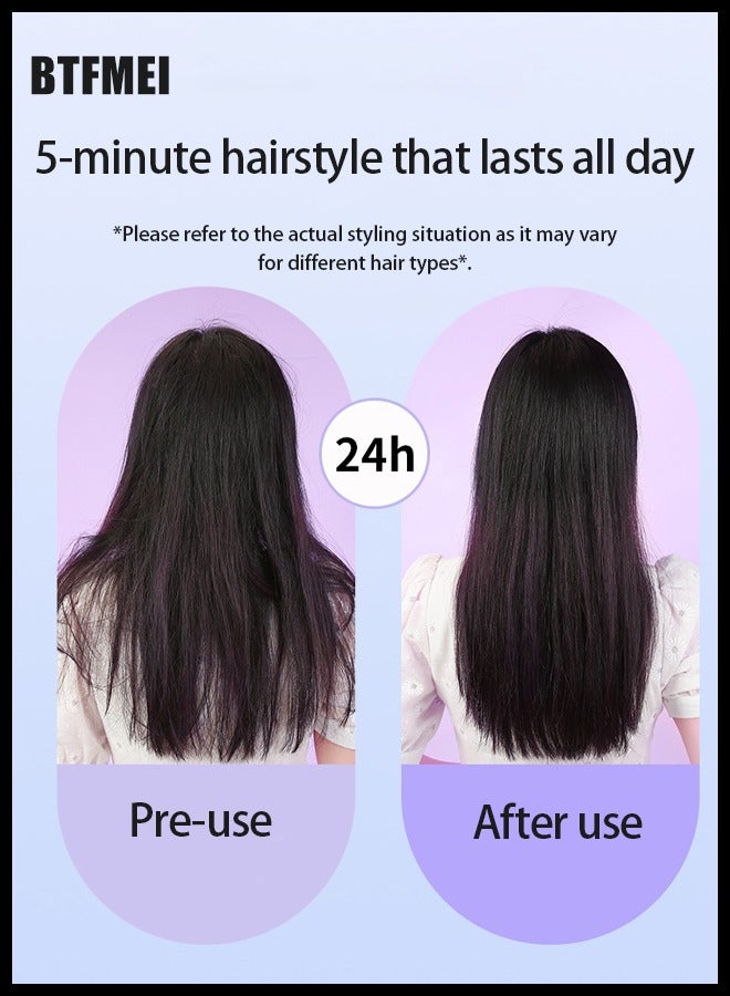 BTFMEI Straightening Comb,Hair Straightener Brush,Hair Dryer Brush Styler Professional Ceramic,3-in-1 Styling (Straighten, Flip, Curl) For Home Uses Dual Voltage Hair - Image 3