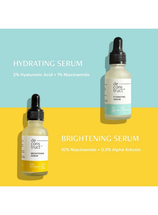 Deconstruct مجموعة توهج يومي من ديكونستركت | 10% نياسيناميد و 0.3% ألفا أربوتين و 2% حمض الهيالورونيك و 1% نياسيناميد | لجميع أنواع البشرة | 30 مل لكل واحدة | عبوة من 2 - Image 2