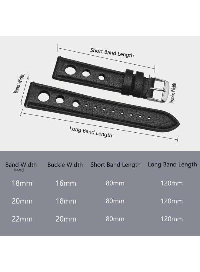 BISONSTRAP Rally Watch Bands, Shrunken Leather Watch Straps for Men, 20mm, Black with Silver Buckle - Image 5