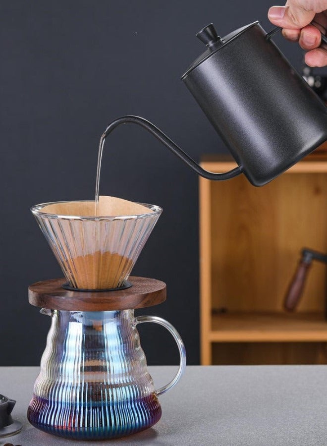 بريتيل مجموعة ماكينة صنع القهوة مع منقط 600 مل مجموعة تقديم القهوة الزجاجية V60 منقط القهوة الزجاجي مع قاعدة خشبية هدية للمكتب المنزلي - Image 3