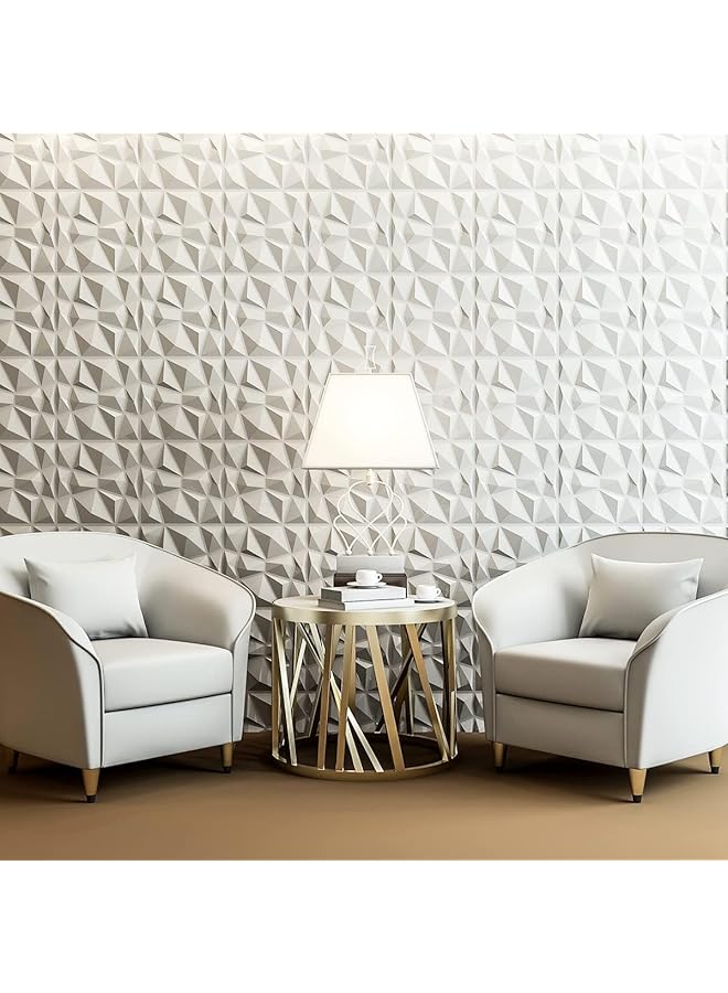 SAGREENY 10 Pack 3D Decorative 3D Wall Panels In Diamond Design 12 Inch X12 Inch Matt White Suitable For Living Room Bedroom Kitchen Room Tv Backdrop Sofa Background Basement Walls Feature Walls Etc - Image 2