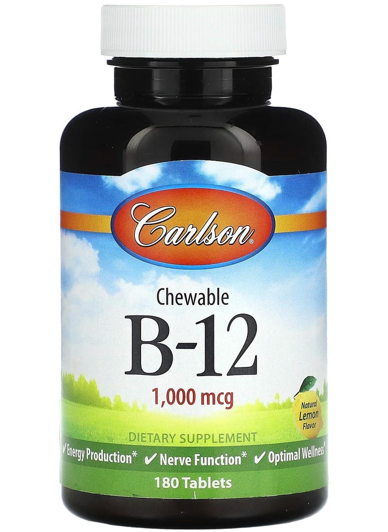 Chewable B-12, Natural Lemon, 1,000 mcg, 180 Tablets