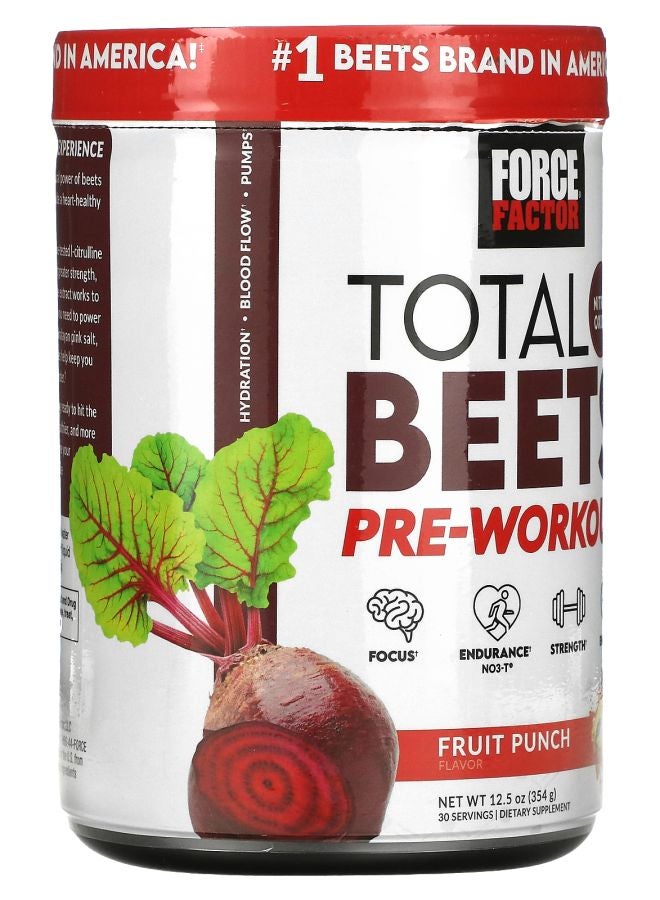 Force Factor Total Beets® Pre-Workout Fruit Punch 12.5 oz (354 g) - Image 2