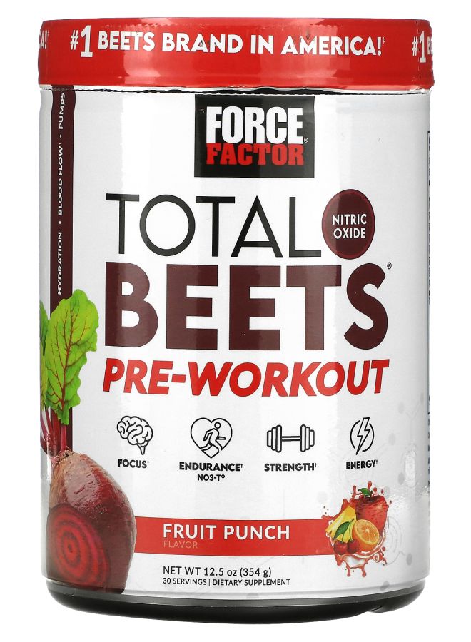 Force Factor Total Beets® Pre-Workout Fruit Punch 12.5 oz (354 g) - Image 1
