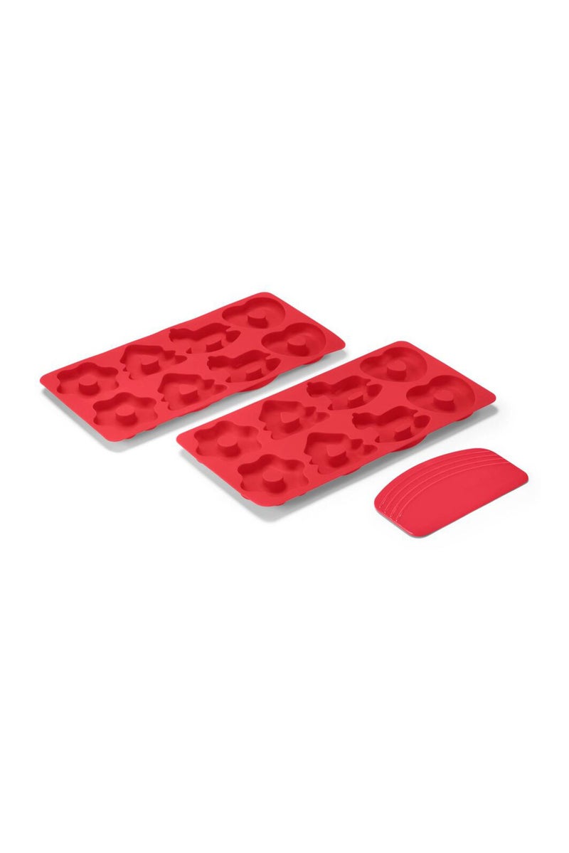 Tchibo 2 Pieces Silicone Mini Gingerbread Baking Mats, Red - Image 3