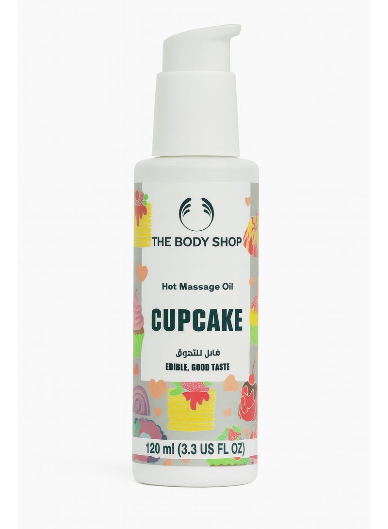 ذا بودي شوب زيت مساج كوب كيك قابل للأكل من ذا بودي شوب – 120 مل | زيت تدليك ساخن بنكهة الحلوى الفاخرة – ترطيب ولمسة ناعمة للجسم - Image 1
