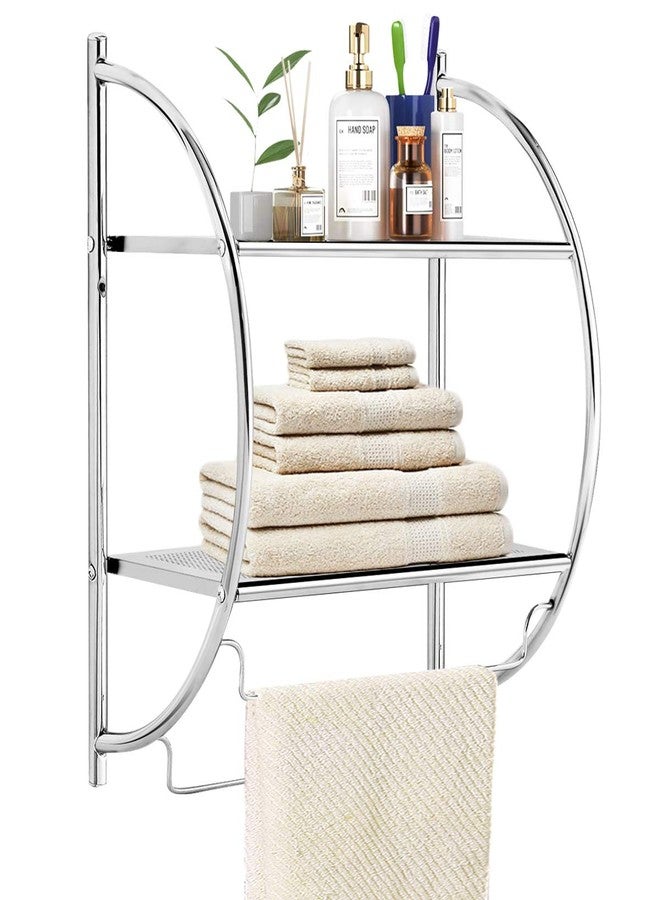Tangkula 2-Tier Shelf with Towel Bar Wall Mount Bathroom Toilet Organiser Storage Shelf - Image 1