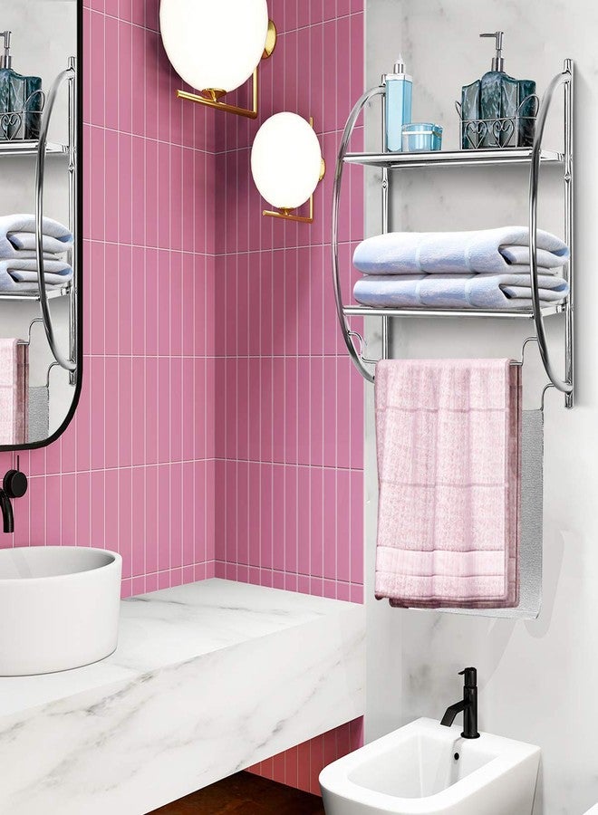 Tangkula 2-Tier Shelf with Towel Bar Wall Mount Bathroom Toilet Organiser Storage Shelf - Image 3