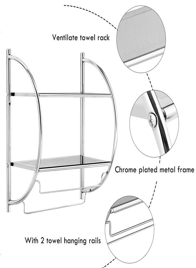 Tangkula 2-Tier Shelf with Towel Bar Wall Mount Bathroom Toilet Organiser Storage Shelf - Image 5