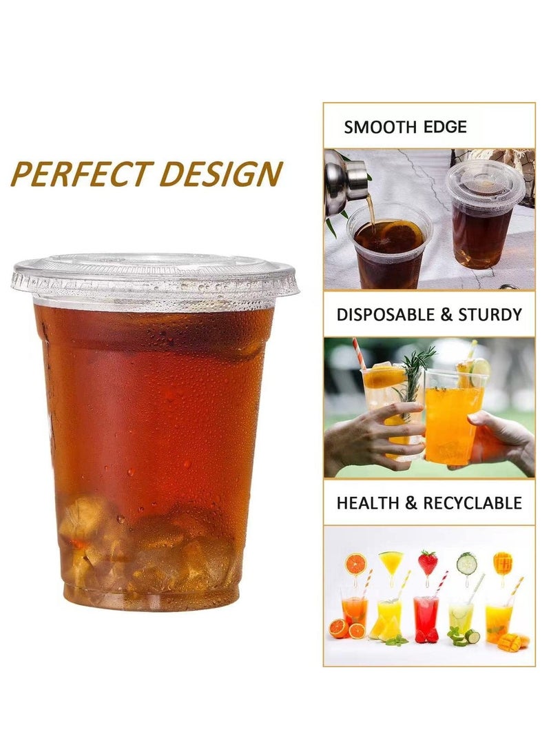 vsell24 18 oz Plastic Disposable Cups with Dome Lids - Image 3