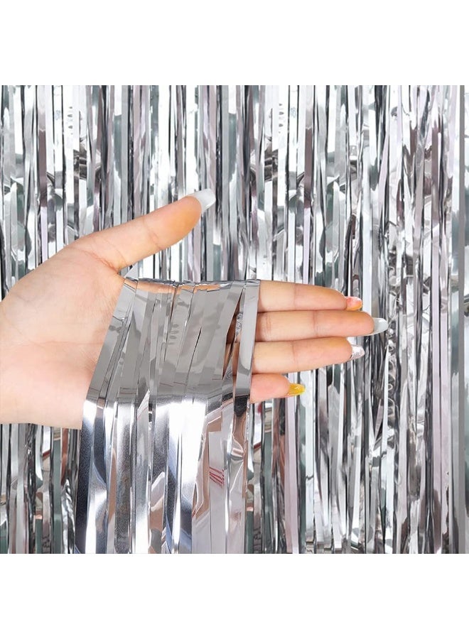 Generic Metallic Foil Fringe Curtain Backdrop – Shiny Silver Tinsel Streamer Wall for Photo Booth, Birthday, Wedding & New Year Parties – Doorway/Wall Decoration, Easy to Hang, Reusable – 1 Piece - Image 1