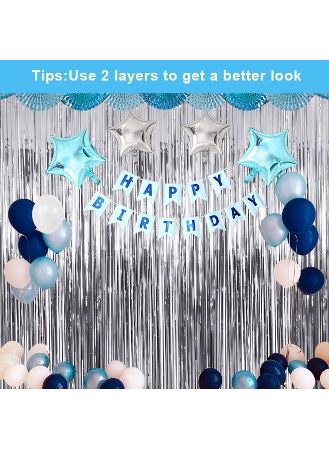 Generic Metallic Foil Fringe Curtain Backdrop – Shiny Silver Tinsel Streamer Wall for Photo Booth, Birthday, Wedding & New Year Parties – Doorway/Wall Decoration, Easy to Hang, Reusable – 1 Piece - Image 5
