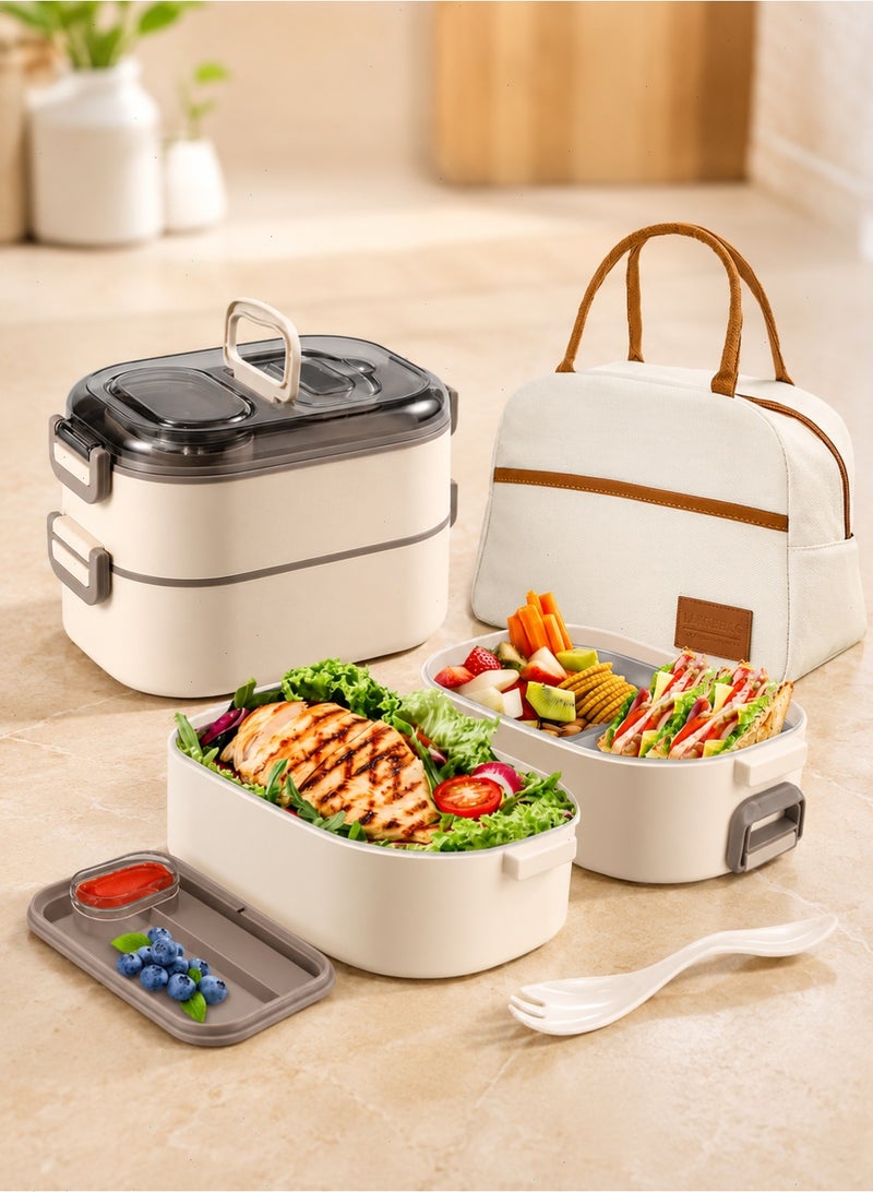 Stainless Steel Bento Lunch Box Set - Adult & Kids,Insulated Lunch Bag & Built-in Spork, Leakproof, Stackable, Perfect for Office, Camping, School - Image 1