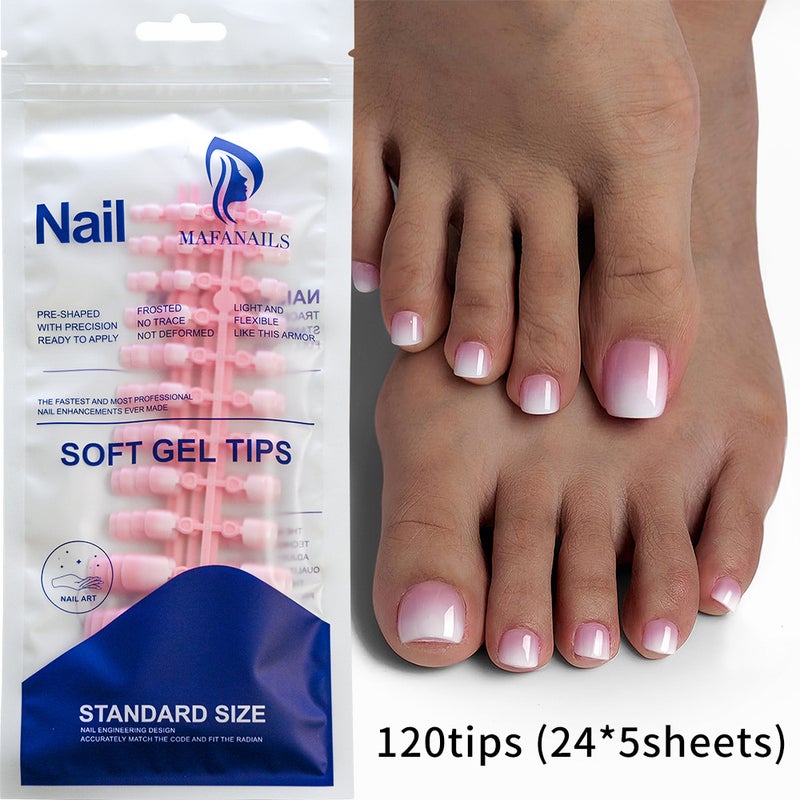 Generic French Tip Wearable Toe Nails 120pcs Bag Vintage Gradient TD179-4(120 tablets) 