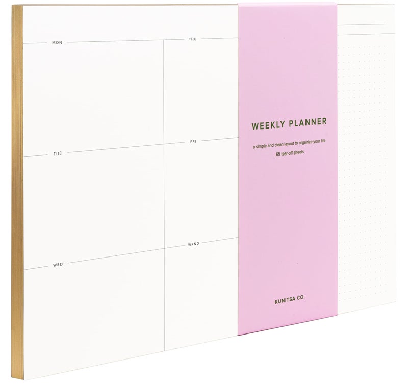 Kunitsa Co. Weekly To-Do List Notepad â€“ Desk Pad for Work and Study, Gold, 11.7x8.3 Inches - Image 1