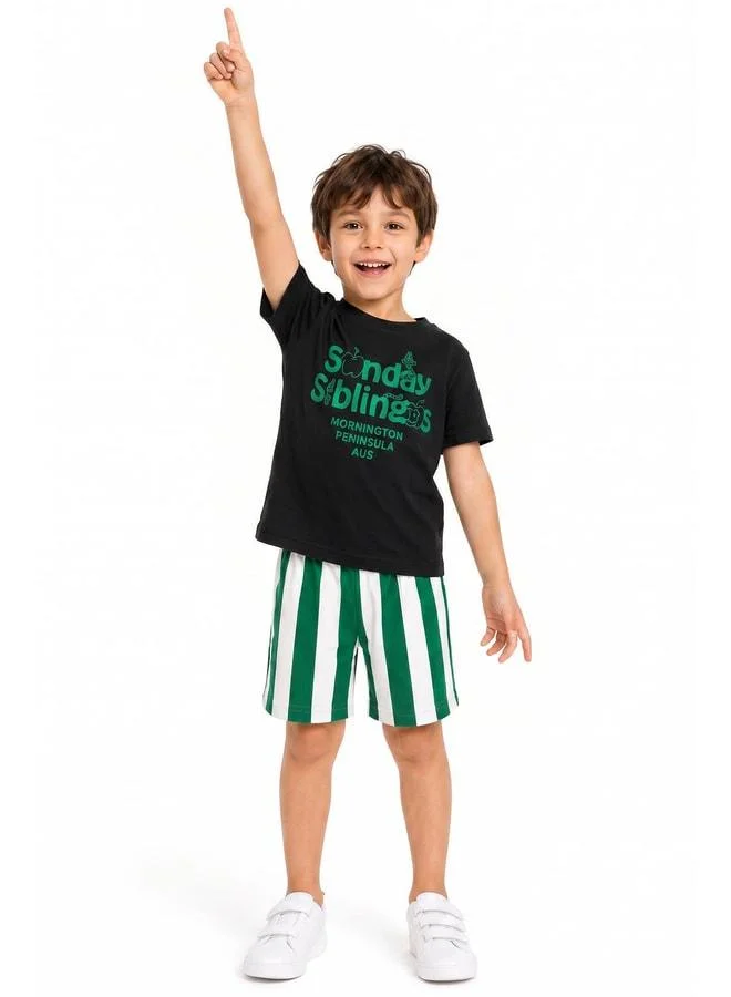 Perendi Boy Sunday Printed 100% Cotton Shorts Set.