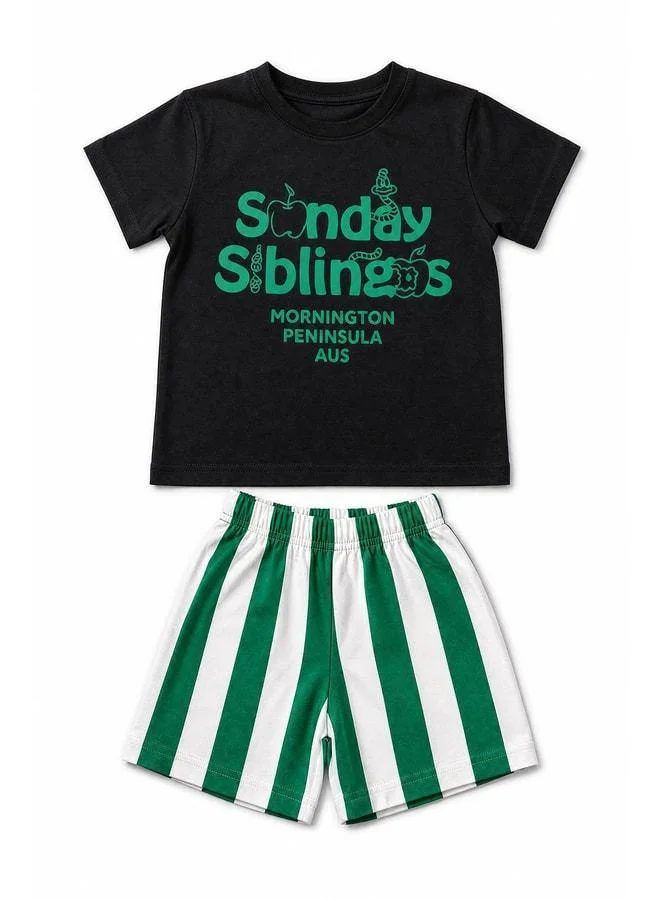 Perendi Boy Sunday Printed 100% Cotton Shorts Set.
