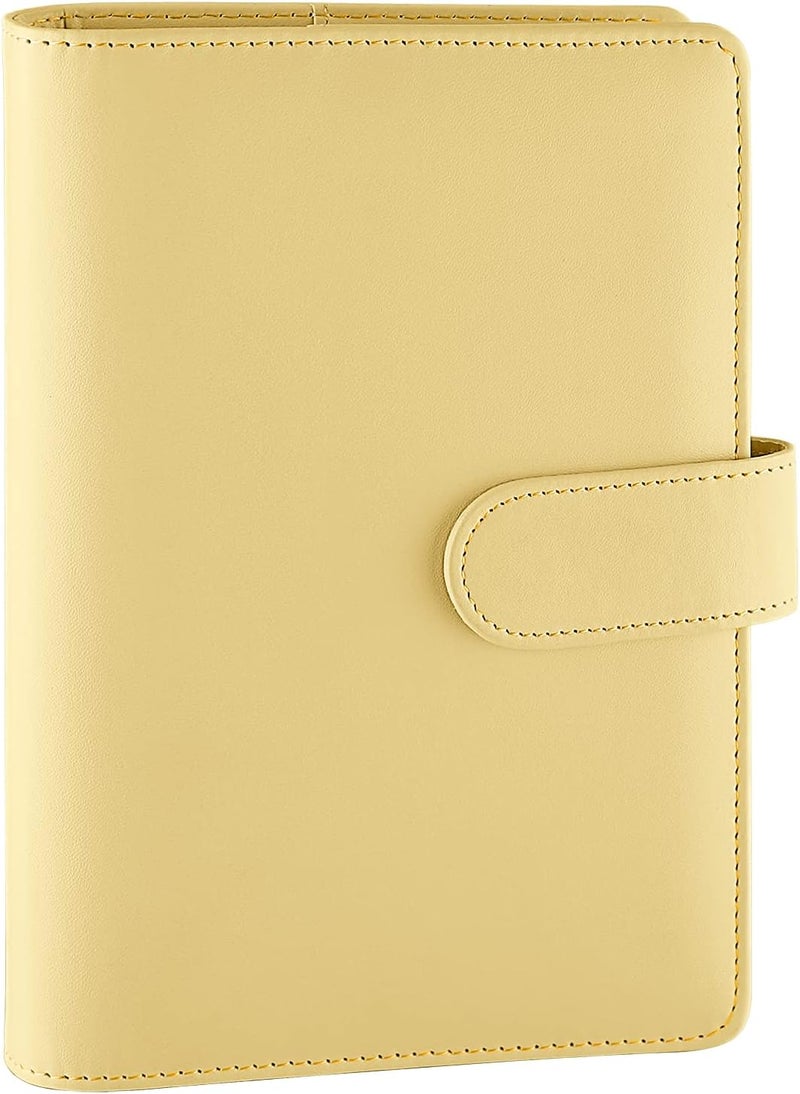 Antner A6 Binder 6 Ring Refillable Notebook Planner Cover for A6 Refill Paper, PU Leather Loose Leaf Personal Budget Planner Money Organizer Binder with Magnetic Buckle Closure, Yellow - Image 1